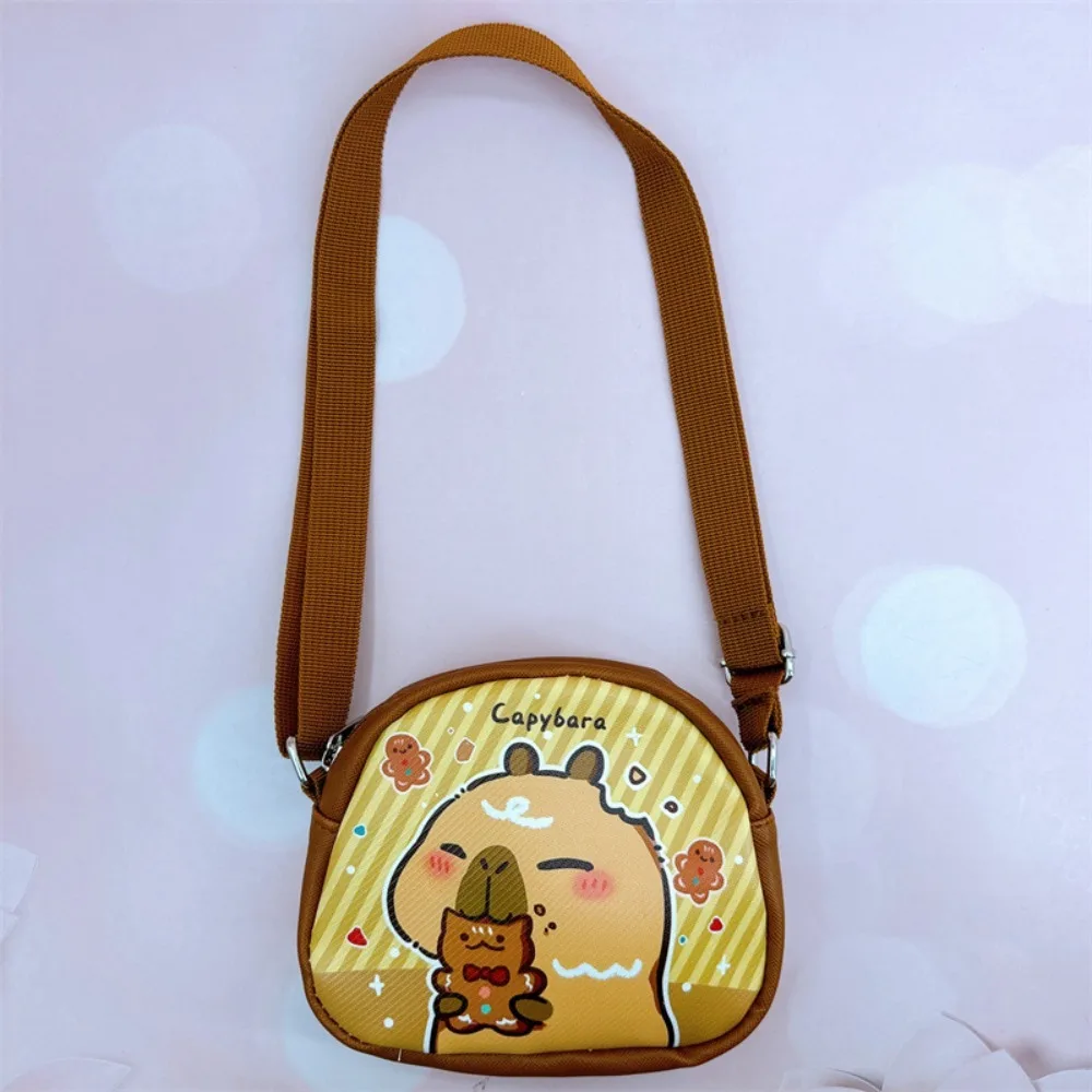 PU Leather Capybara Crossboday Bag Adjustable Straps Tangerine Cartoon Shoulder Bag Pool Cartoon Kawaii Animal Purse School