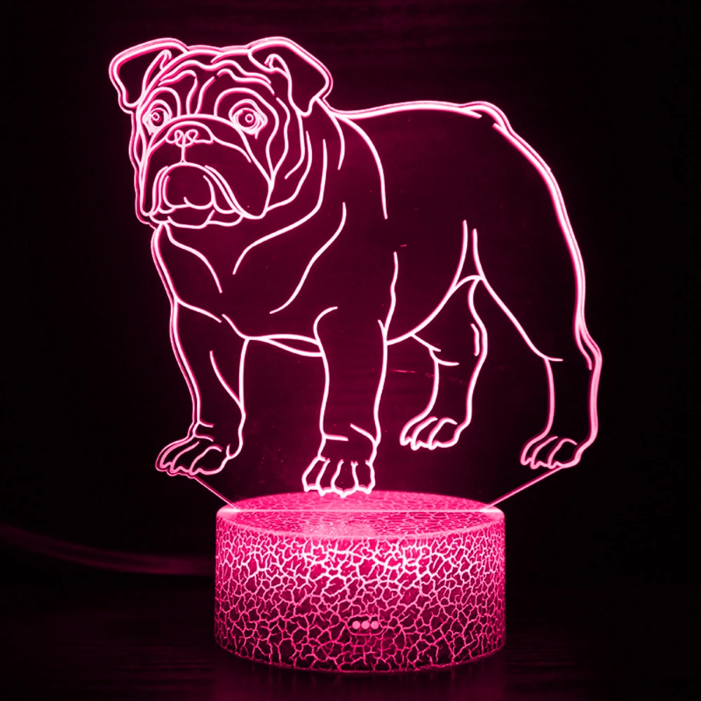 Nighdn Bulldog Lamp LED Dog Night Light for Kids Room Decor 7 Color Changing Acrylic USB Bedside Lamp Christmas Birthday Gift