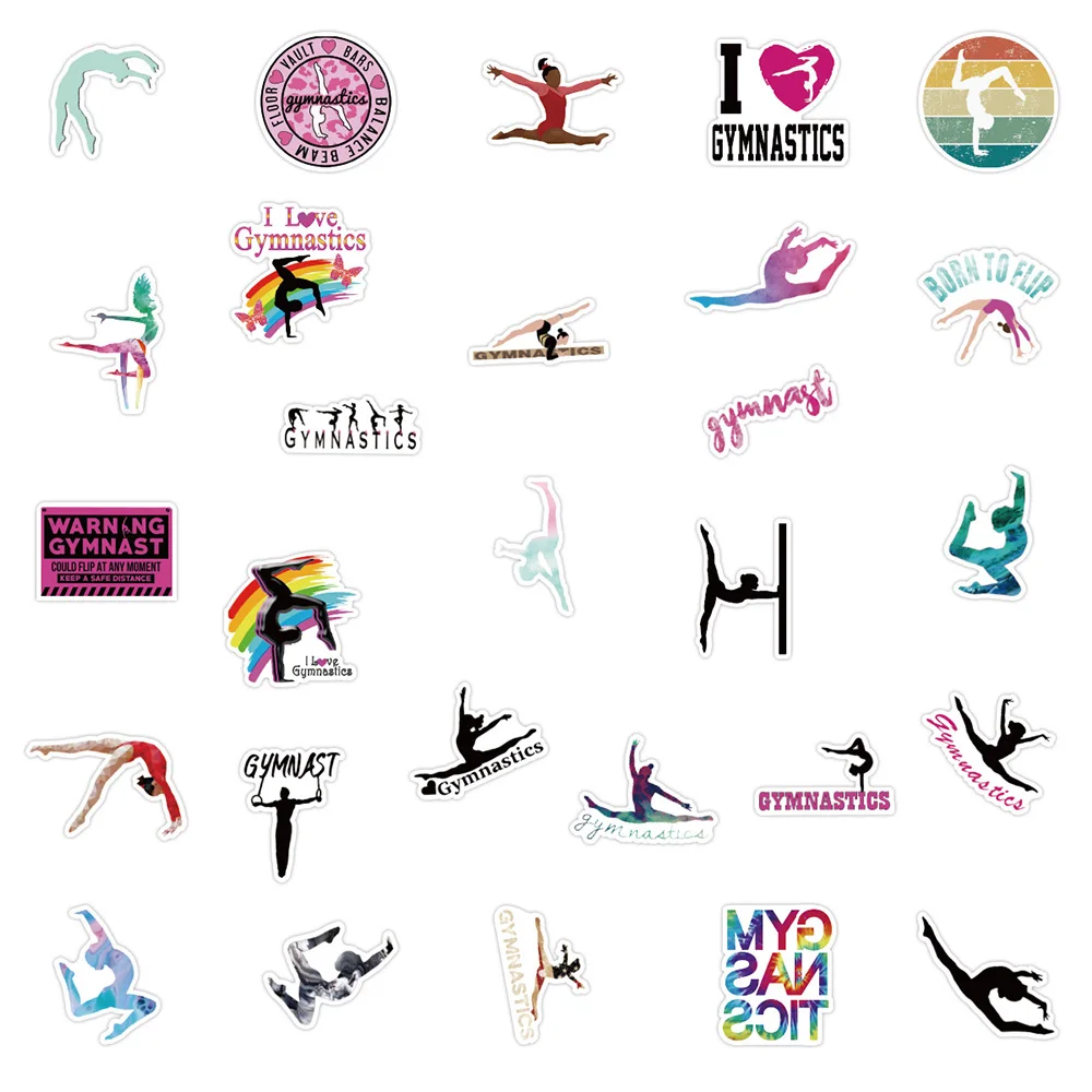 10/30/50/100pcs Color SWaterproof tickers Gymnastics Decals Graffiti Sticker for Kids DIY Scrapbooking Phone Water Bottle Tablet