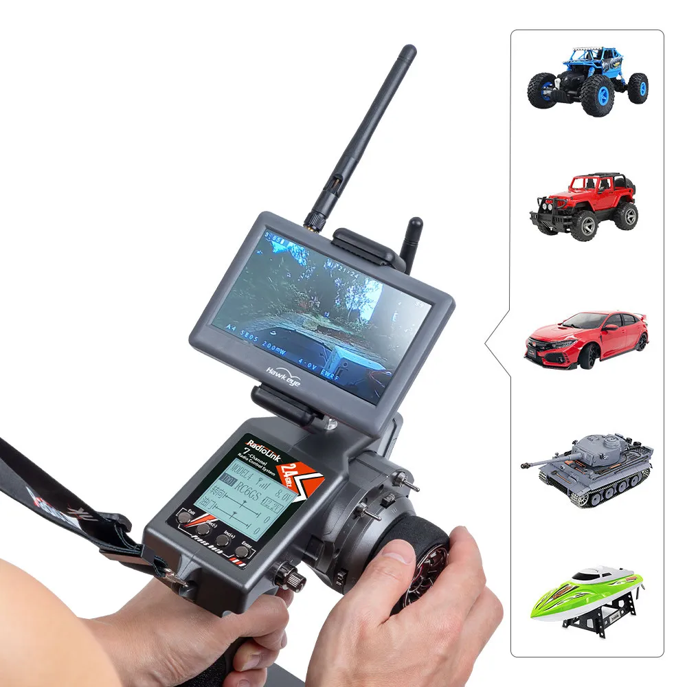 Radiolink RC6GS V3 2.4G 7 Channel Radio Transmitter with R7FG Receiver Gyro Telemetry Remote Controller for RC Car Boat