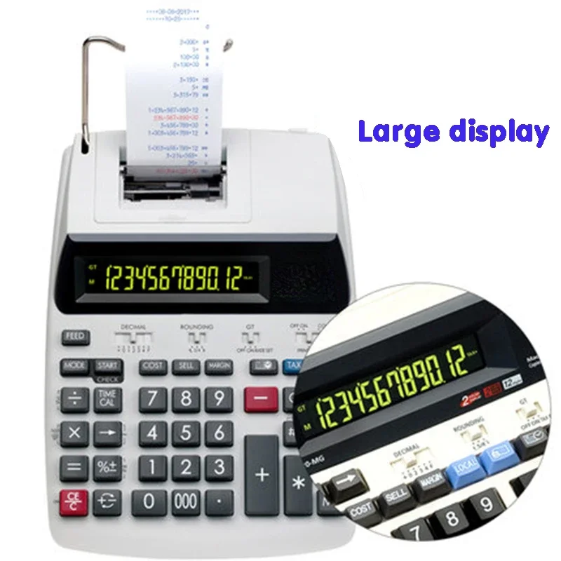 Calculator for Mp120-mgii Large Desktop Plug-in Dual Color Print Computer for 12Digits With Small Roll Test Paper Lcd Display