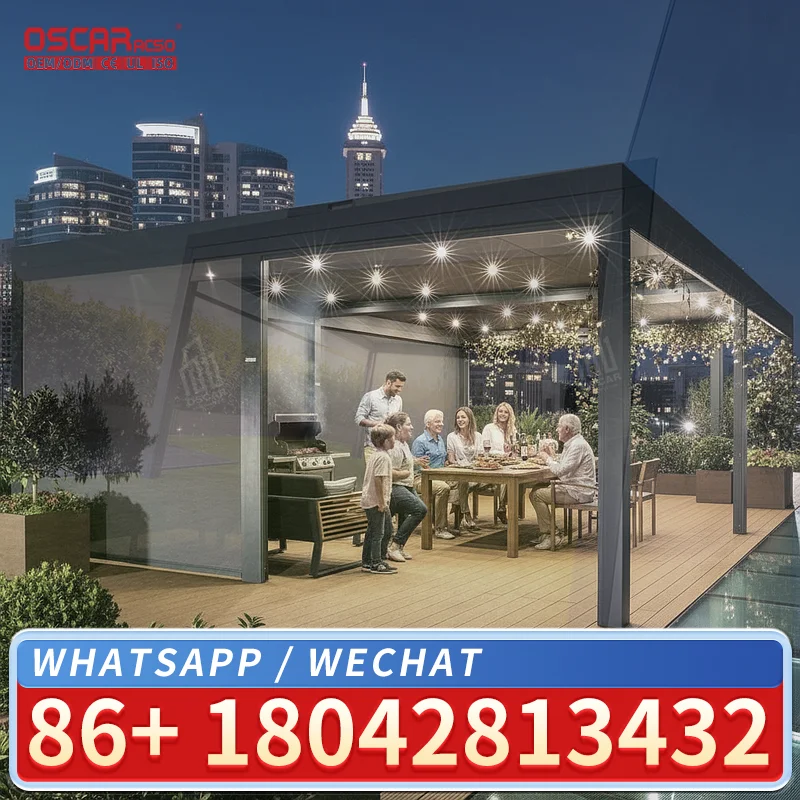 Motorised Outdoor Aluminium Louvre Garden Gazebo New Design Waterproof Pergola for Backyard Patio Poolside pergola