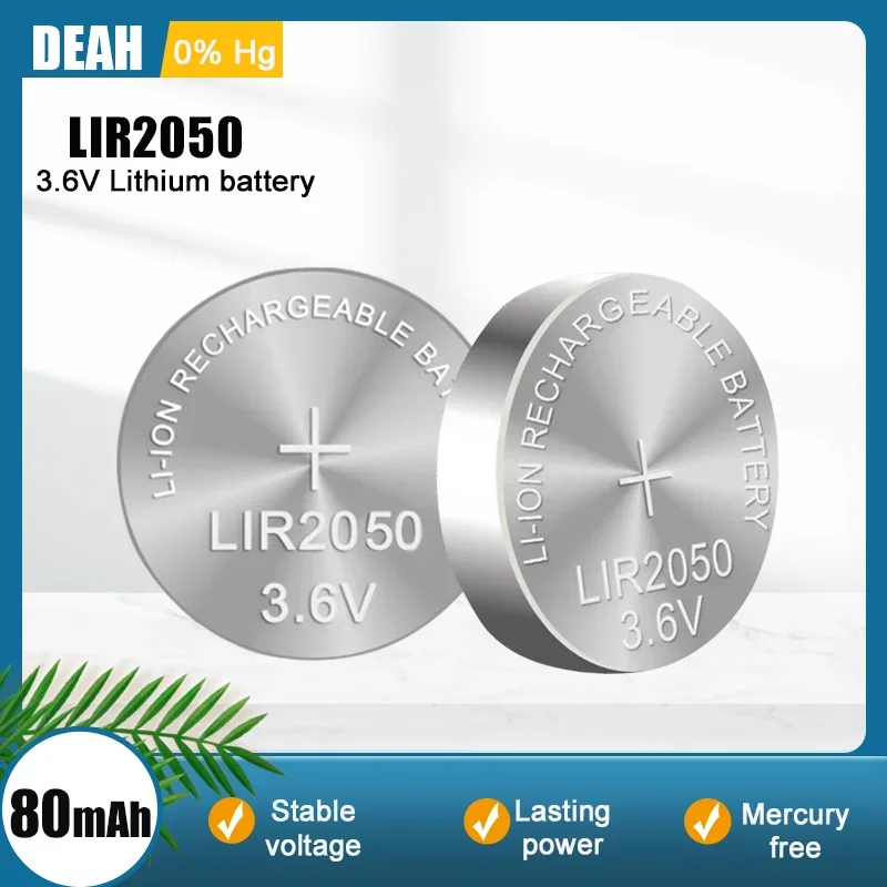 2-10PCS LIR2050 LIR 2050 ML2050 CR2050 3.6V 80mAh Lithium Rechargeable Battery For Electric Toy Watch Clocks Button Coin Cell