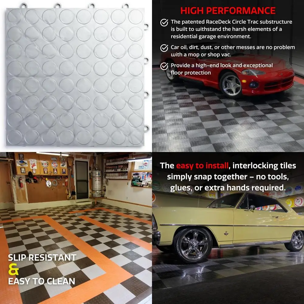 Interlocking Heavy-Duty Copolymer Garage Floor Tiles - Non-Slip, Durable, Modular, Easy Installation, Suitable for All Garages