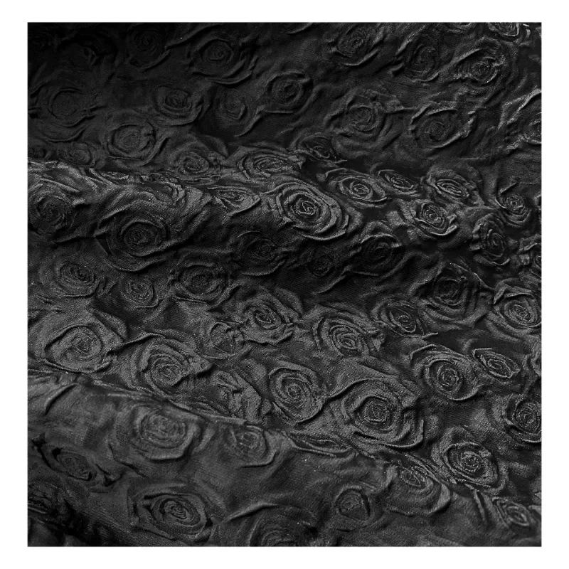 Imagem -04 - Black Relief Rose Jacquard Creative Clothing Dress Designer Cloth Faça Você Mesmo Costura por Medidores Material Poliéster Atacado