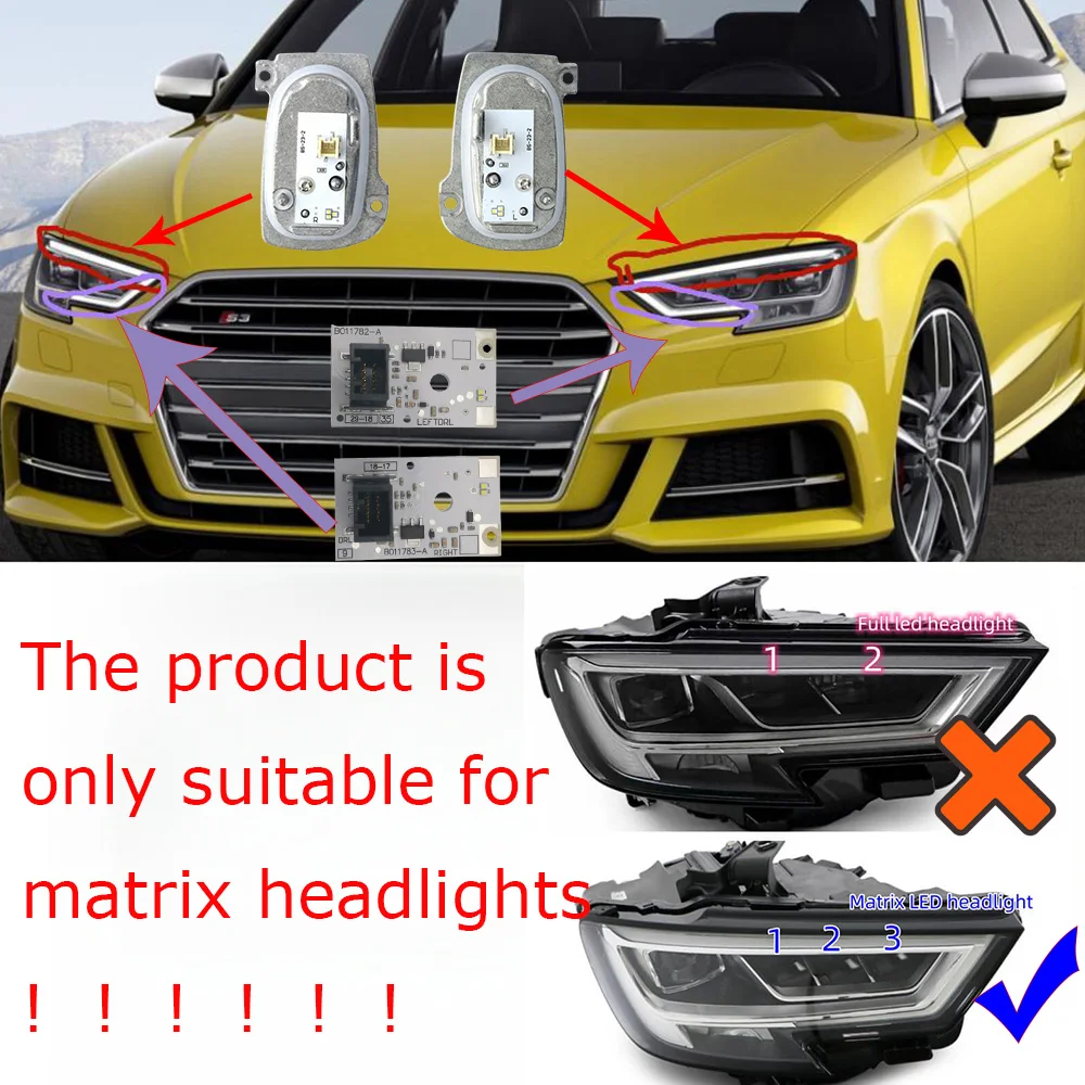 ﻿Matrix LED Headlight DRL Module For 2017-2020 Audi A3 S3 RS3 OE# 8V0998473B 8V0998474B White Lightsource Angel Eyes Daylight