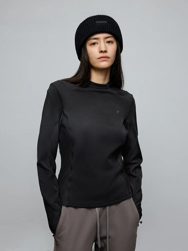 

Спортивная одежда Blend: Оригинальная женская футболка с круглым вырезом, лоскутная, с длинным рукавом, облегающая, повседневная, для осени