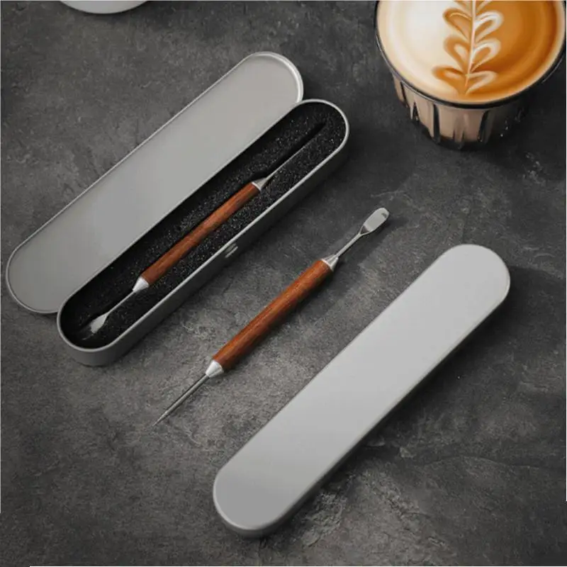 Coffee Latte Needle Stainless Steel Carved Needle Solid Wood Carved Stick Latte Fancy Coffee Drawing Pen Barista Tool