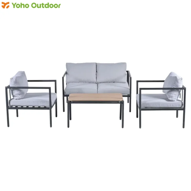 

High Quality Modern Style 4pcs Steel Outdoor Garden Patio Sofa Furniture Set for Hotel Villa Backyard Gym Living Room