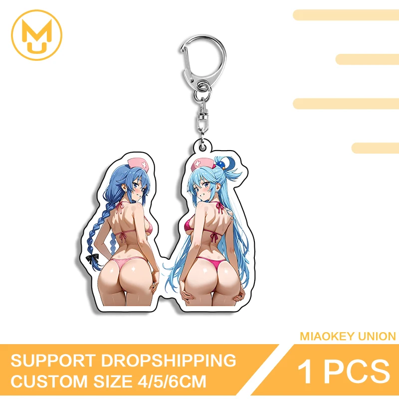 Aqua Roxy Migurdia Greyrat, llaveros creativos divertidos, accesorios Waifus transparentes seductores para mochila, ropa, sombrero, regalos de joyería