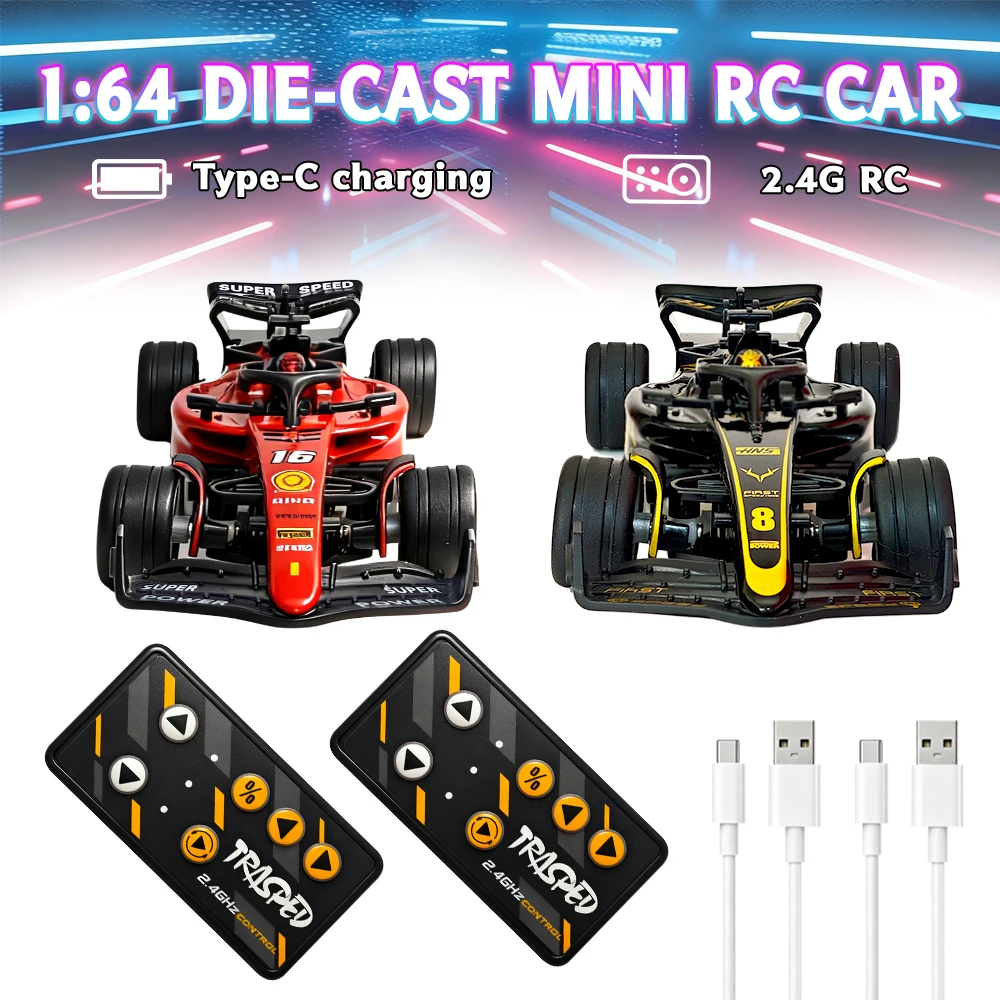 

2PCS Mini RC Drift Car 1:64 Scale, Remote Control Car with LED Lights & 2-Speed Modes,Hobby Gift for Kids & Adults