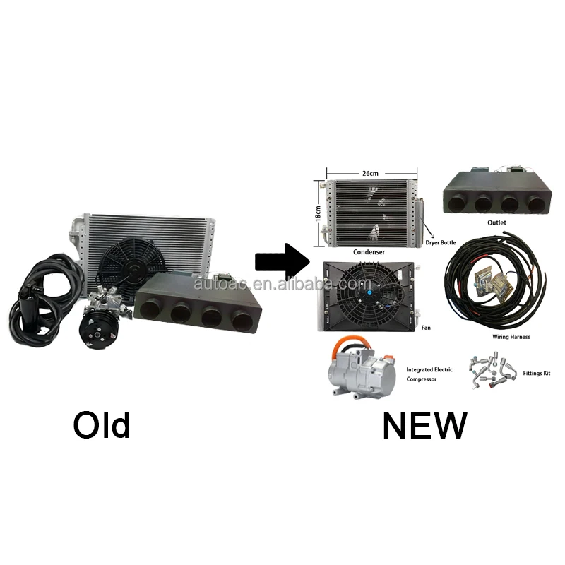 نظام مكيف هواء يعمل بالتيار المتردد التلقائي BEU-404 وحدة تبخير تحت الداش للسيارات المعدلة العتيقة 24 فولت حافلة ضاغط سبليت جديدة R134A #6