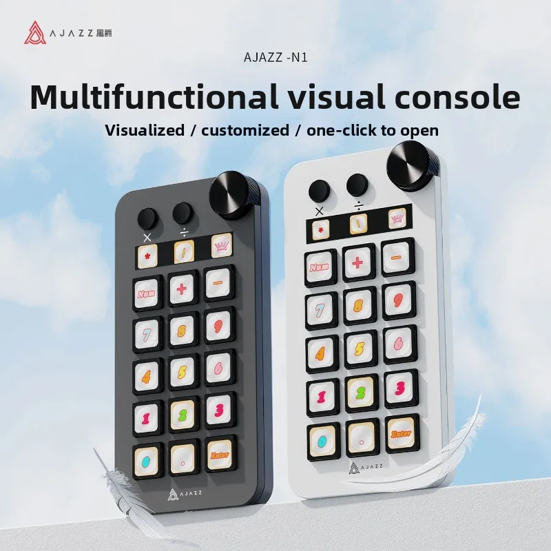 Ajazz N1 Computer Numeric Keypad Multi Functional Visualization Console Programmable Buttons with Knob Custom Mini Keyboard