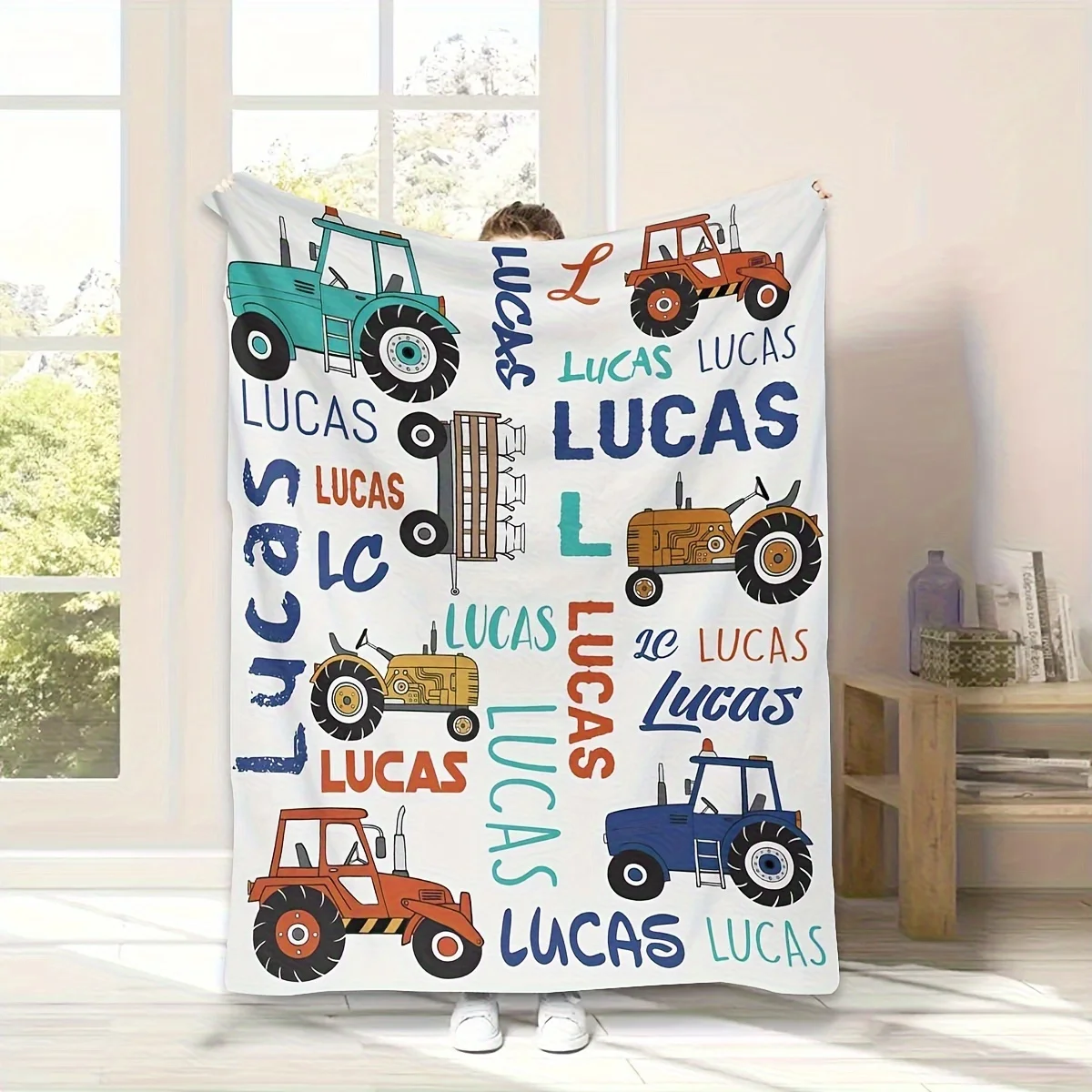 1pc Customizable Tractor & Farm Machinery Blanket - Personalized 
