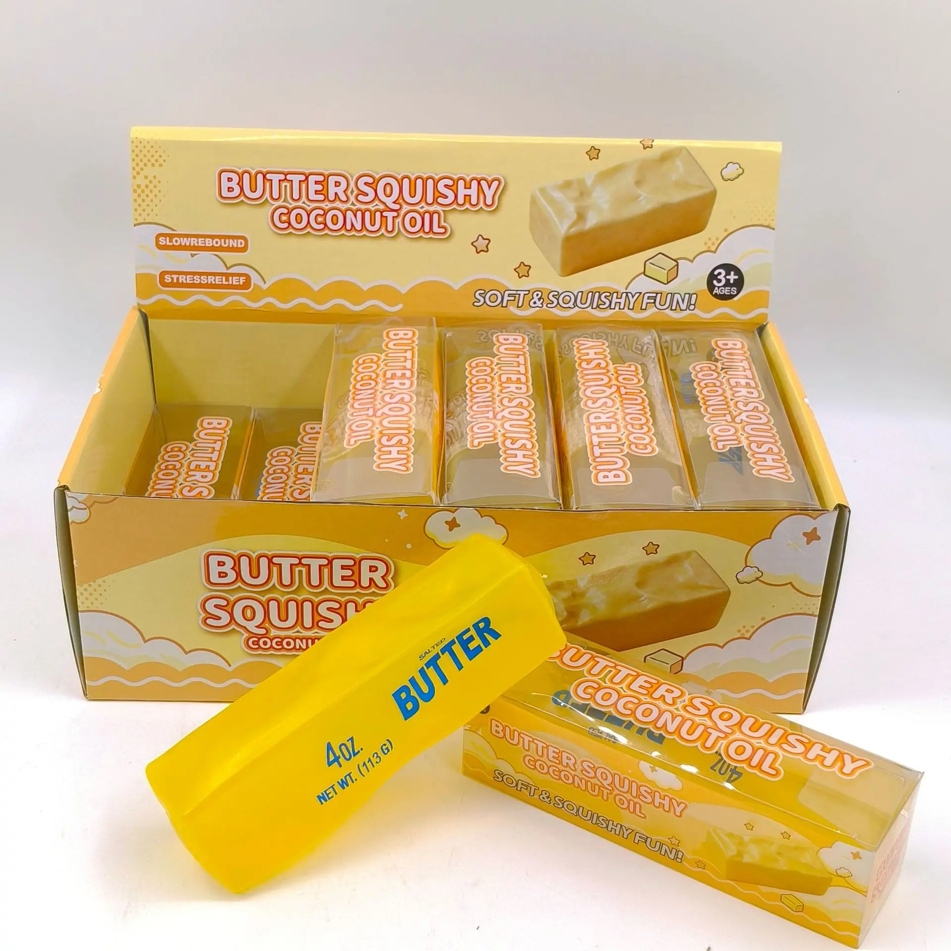 Trending Clear Building Block Butter Stick Squishy Toy, Slow Rising Realistic Snack Stress Relief Fidget Toy for Kids Adults