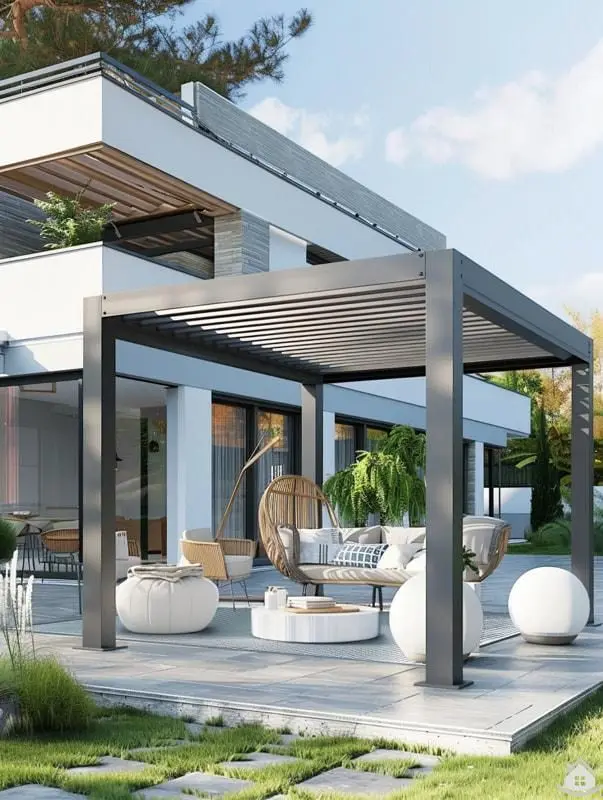 Factory Custom Made Gazebo Aluminum Pergola for Balcony Terrace Outdoor Furniture with LED Lights Louvered Roof Garden Pergolas