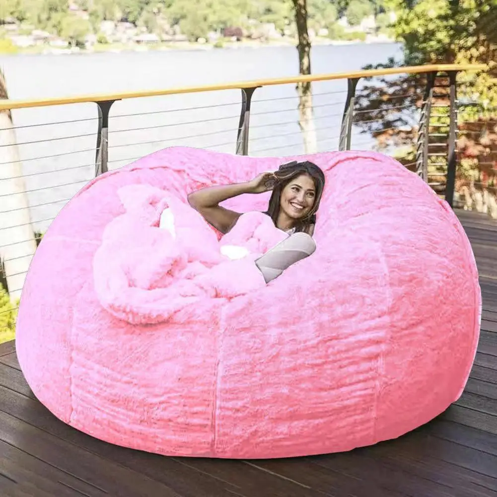 No Stuffed Gray Bean Bag Chair Giant Beanbag Pouf Sofa Bed Puff Ottoman Futon Room Seat Tatami Relax Lounge Furniture Home Decor