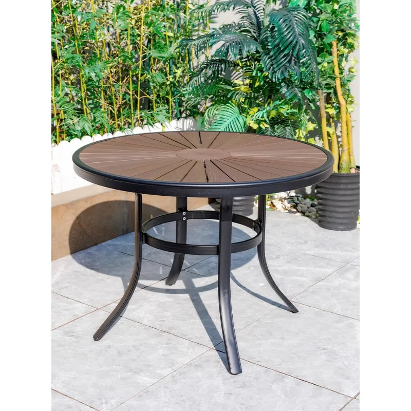 Outdoor leisure wooden table and chair combination outdoor coffee shop milk tea shop table and chair courtyard anti-corrosion