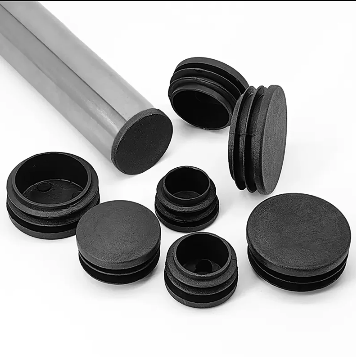 

12mm-76mm Insert Plugs Black Plastic Round Caps Inner Plug Protection Gasket Dust Seal End Cover Caps For Pipe Bolt Furniture