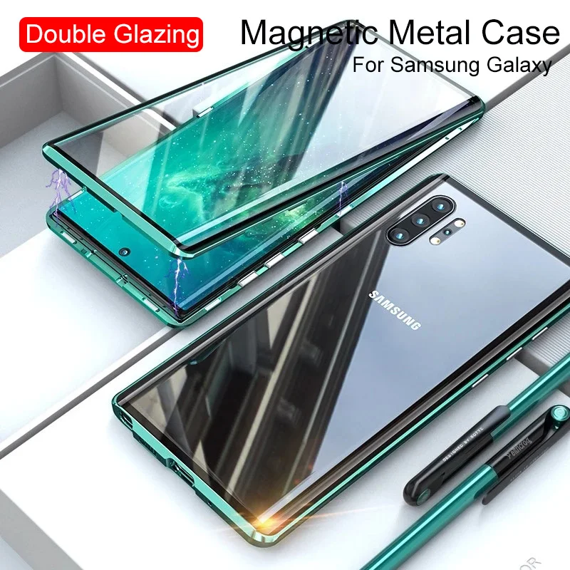 DoubleSided Magnetic Metal Case For Samsung S23 S21 FE S10 S22 Note 20 Ultra 10 Plus 9 A72 A71 A51 A50 A34 A32 A54 A14 A12 Cover