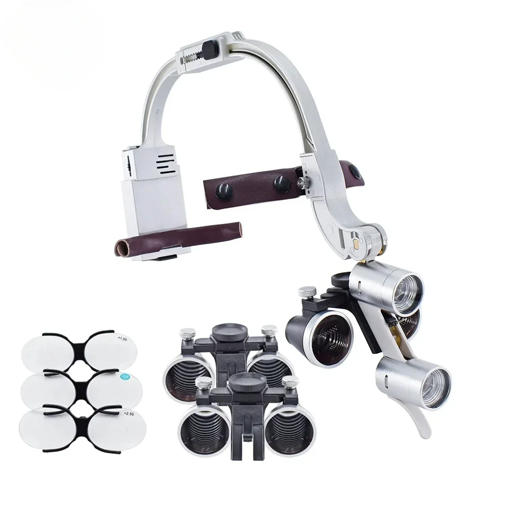 

Full Set Dental Loupe Surgery Surgical Magnifier with Headlight LED Light 2.5X 3.5X Dentist Medical Loupes Lamp