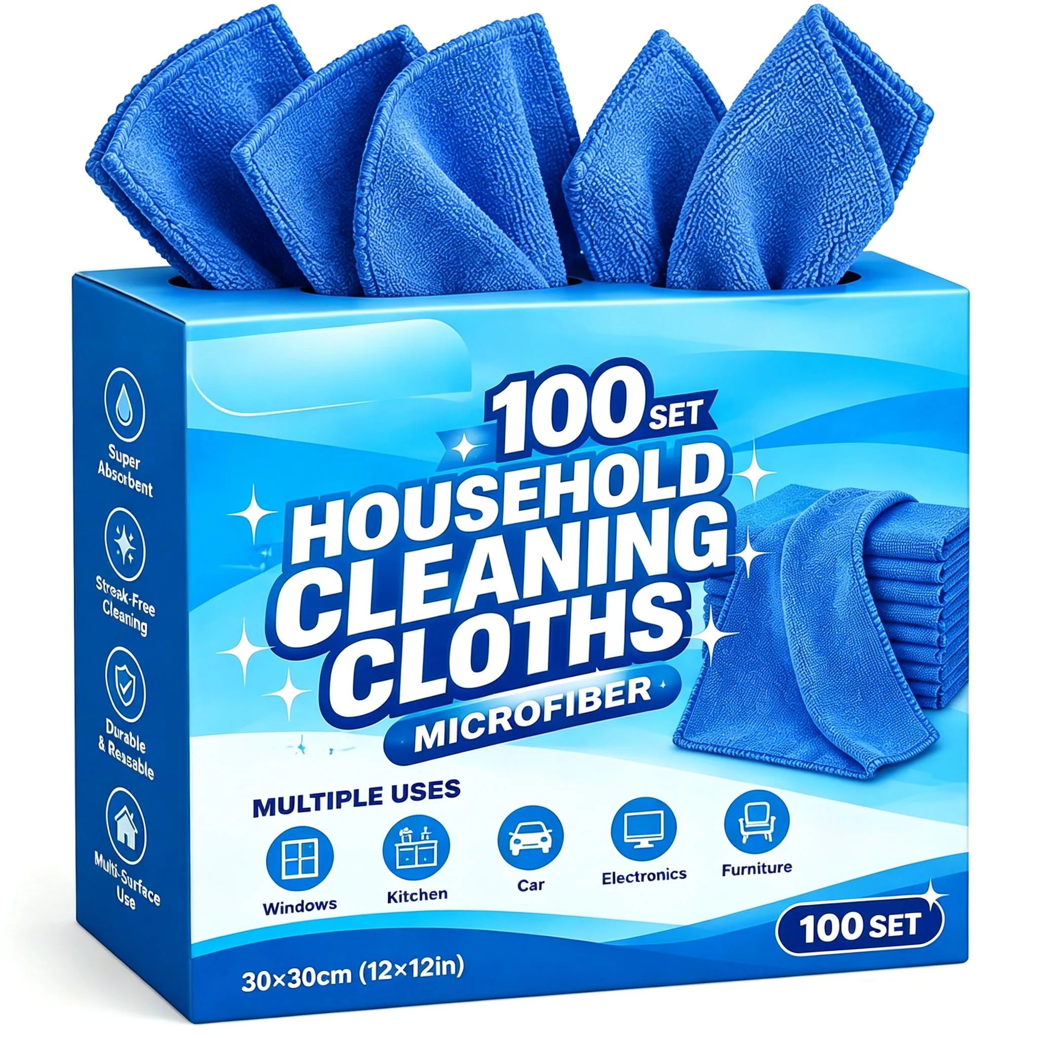 Microfiber Towels for Cars Lint Free, Reusable Microfiber Towels, Kitchen Towel Dusting Cloth, Dish Rags, Bulk Cleaning Towel