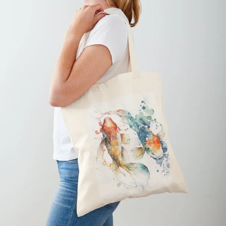 

koi fish watercolor Tote Bag Custom bag cute tote bag Large bags for women Shopping bags