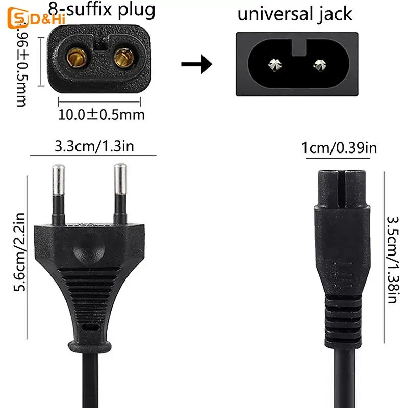 Charger Spring Cord Adapter for Shaver HQ6675 HQ481 HQ489 HQ282 HQ380 HQ382 HQ384 HQ3605 Power Adapter US Plug