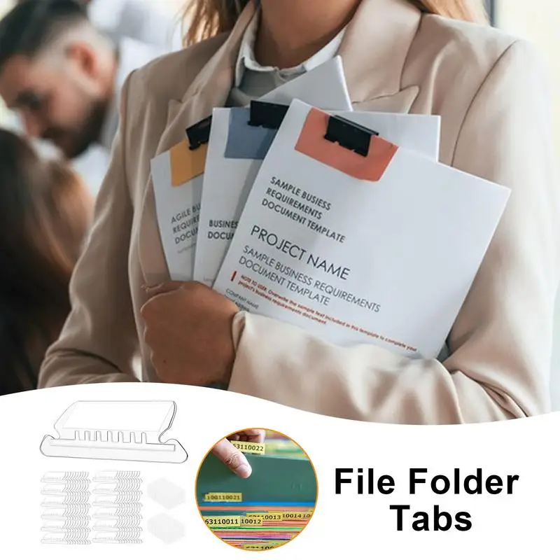 

File Folder Tabs 60pcs Labels File Folder Storage Tabs Transparent School Learning Business Storage Folder Organization Tools