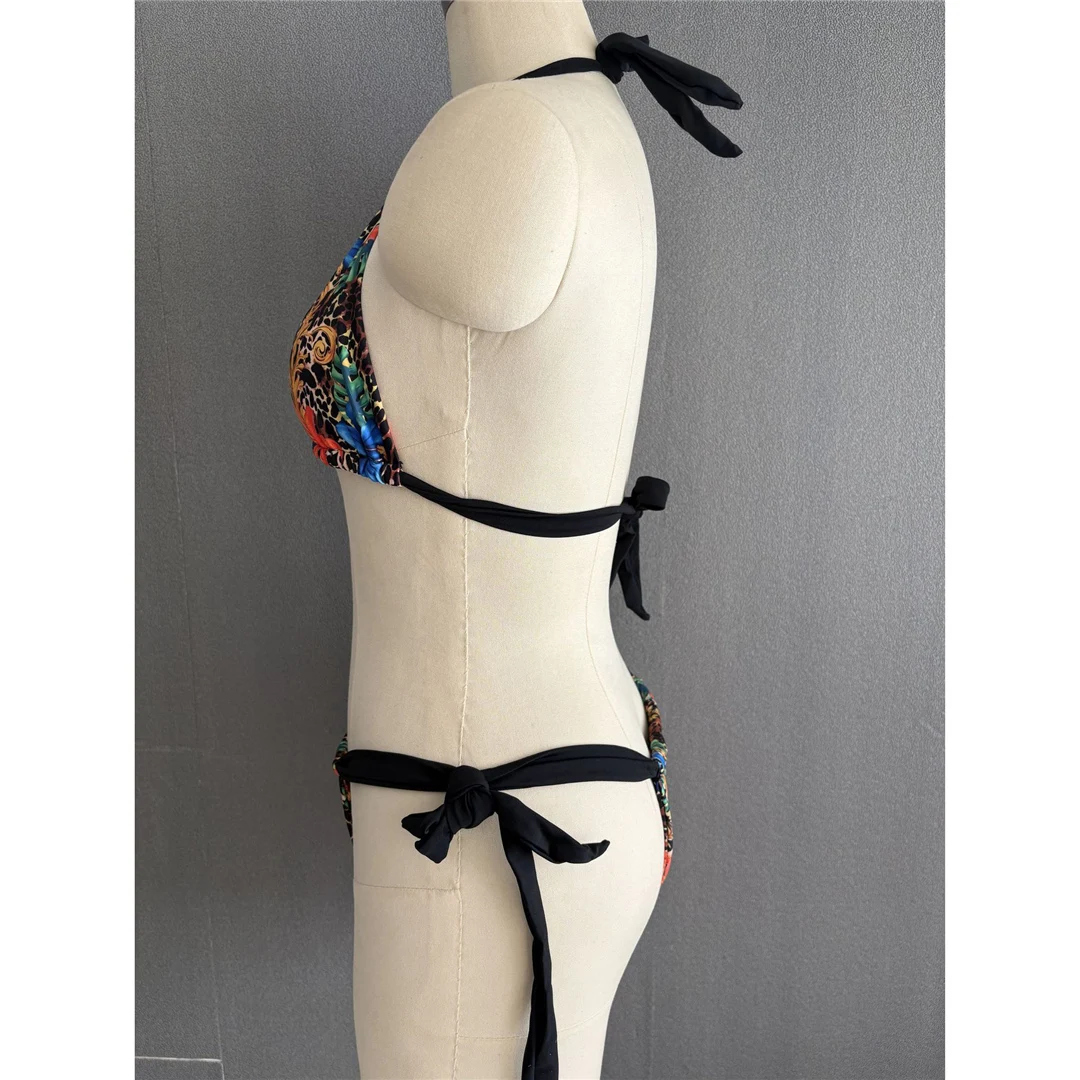 S - XL, mit Blumenmuster, trägerloses Bikini-Oberteil, Damen-Badeanzug, zweiteiliges Bikini-Set, Badebekleidung, Badeanzug, Modell V6212. – Detail 11