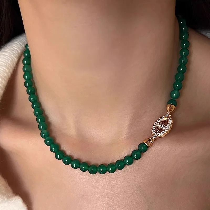Neue Ankunft 100% Natürliche Grüne Chalcedon 14K Gold Gefüllt Weibliche Perlen Kette Halskette Förderung Schmuck Für Frauen Geburtstag geschenke – Detail 5