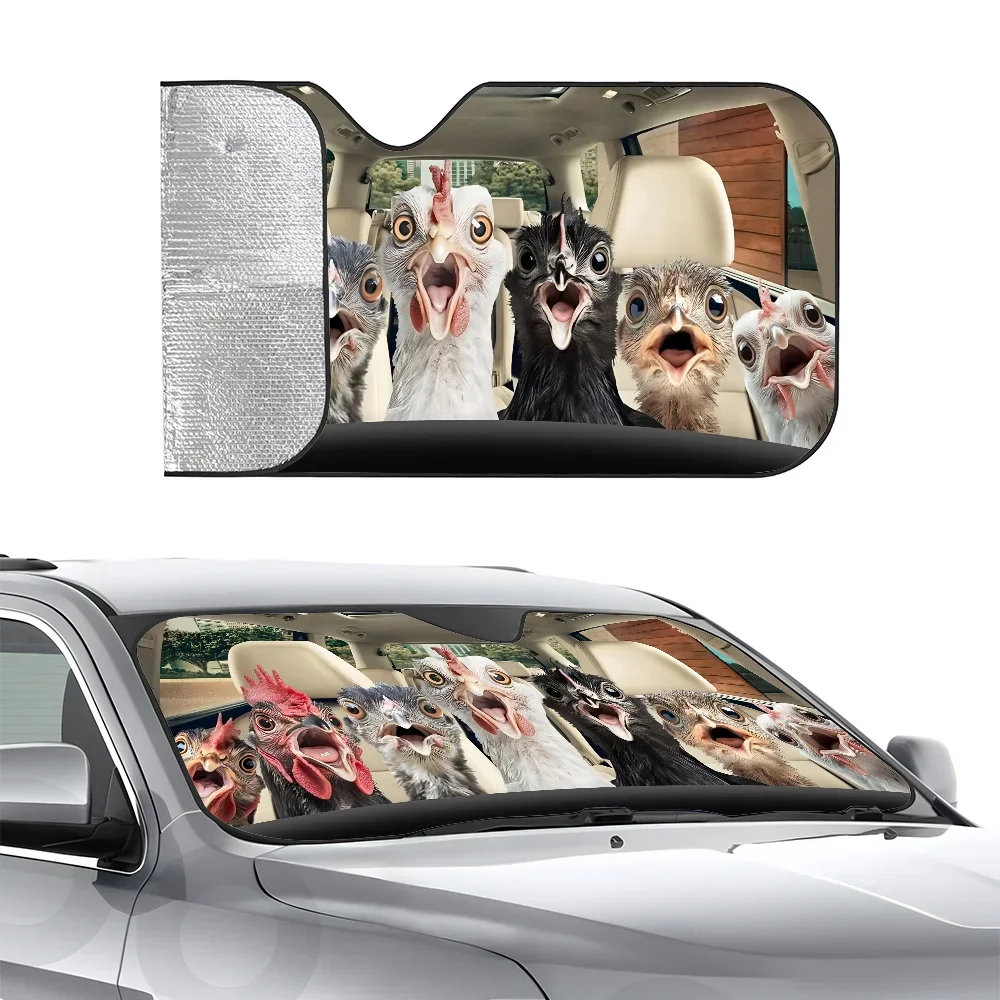 

Солнцезащитный козырек для вождения курицы, трехслойная изоляция, переднее лобовое стекло автомобиля, солнцезащитный козырек на присоске, блоки УФ-лучей, солнце