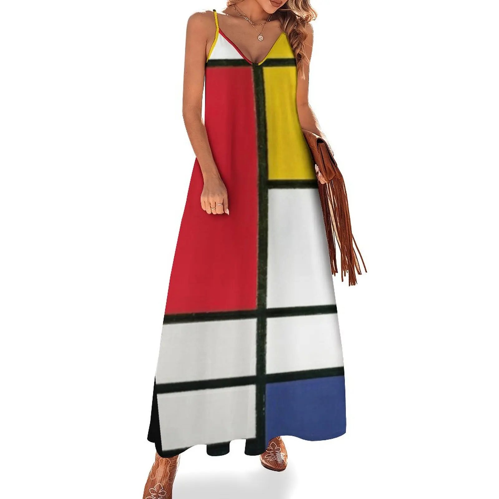 

piet mondrian - Composition with Red, Blue, Yellow, and Black Sleeveless Dress Party dresses Elegant gowns cute dress Dress