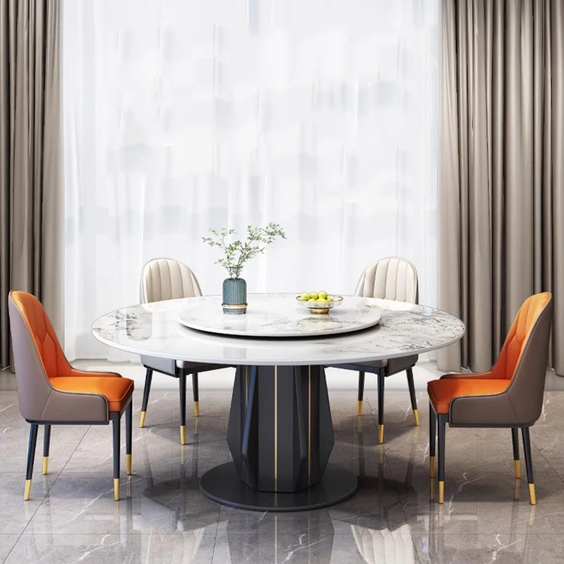 

Round Dining Room Sets 4 Chairs Large Luxurious Complete Kitchen Table Chairs Set Marble Juegos De Comedor Livingroom Furniture