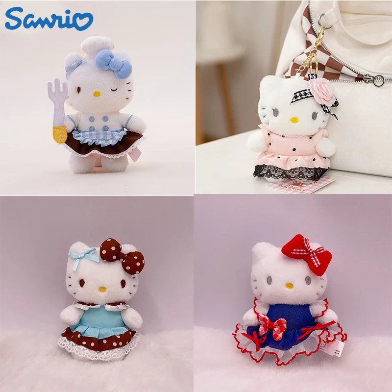 Sanrio Hello Kitty Series Plush Pendant School Bag Backpack Kawaii Pendant Key Ring Plush Toy Birthday Gift