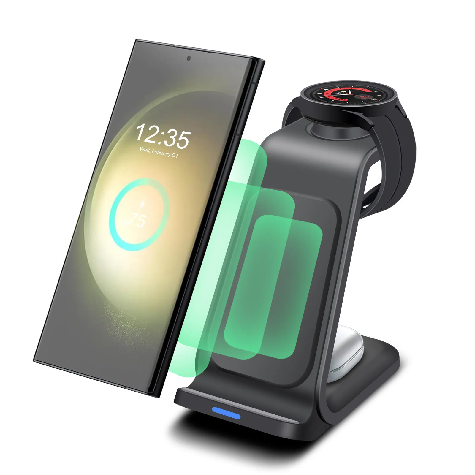Wireless Charger for Samsung, 3 in 1 Wireless Charging Station for Samsung Galaxy S25 Ultra/S24 Ultra/S23/S22/Note 20/Z Flip 7/F
