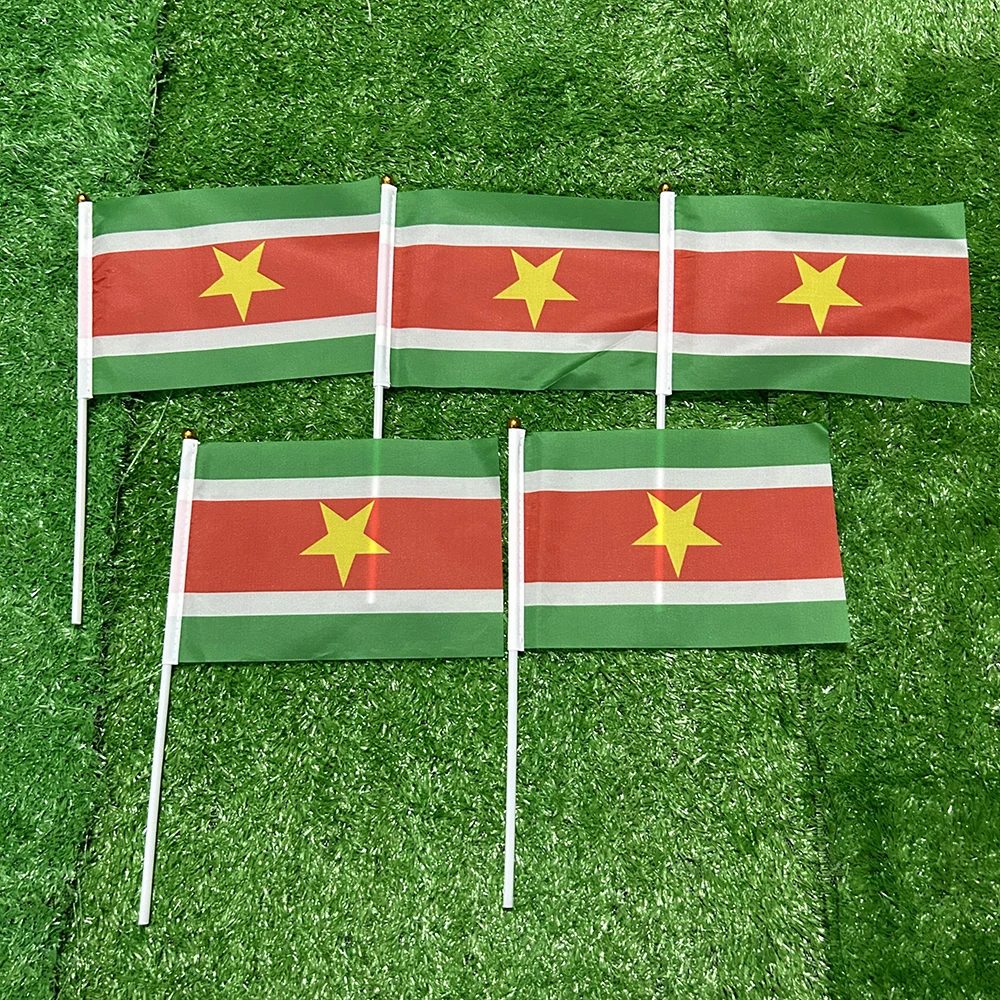 Bandera Surinam con mástil decorativo – Colección nacional eventos