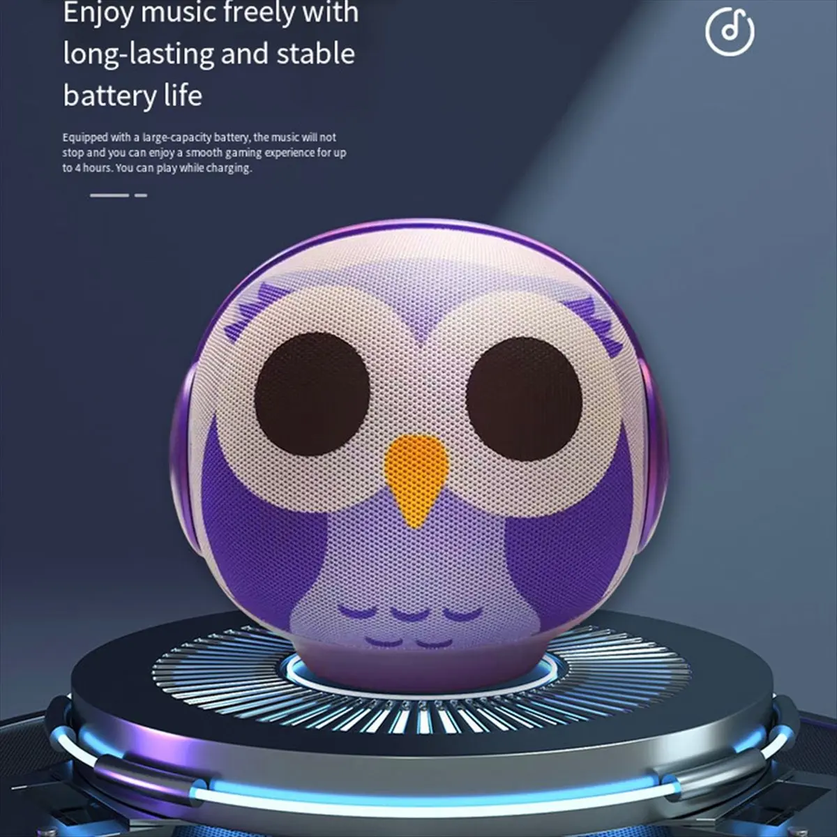 Cute Pet Bluetooth Speaker Owl LED Outdoor Portable Waterproof Dual-Link Bluetooth Speaker Black