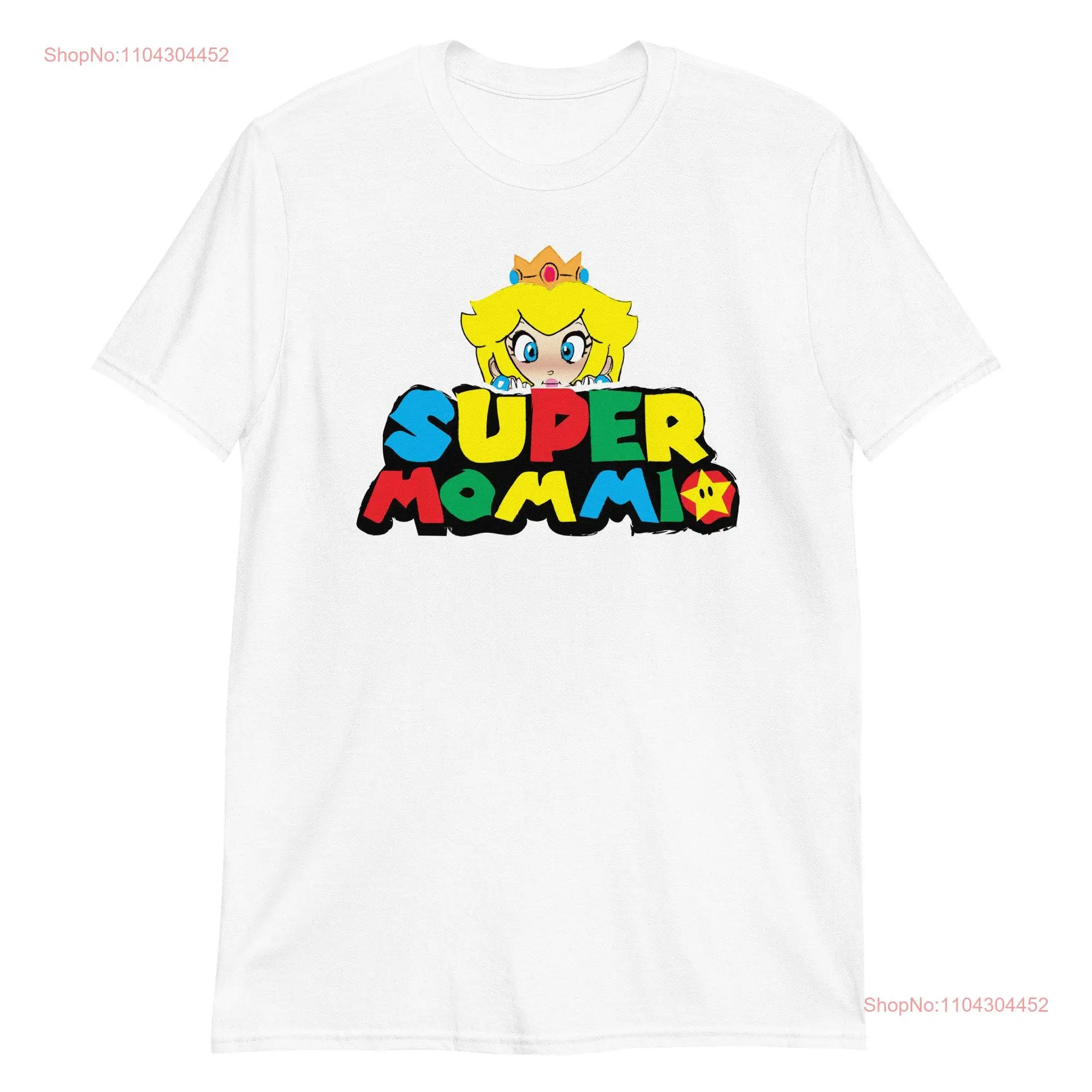 Mama Women's Mother's Day t shirt Super Mommio Gamer Mom Mothers Princess Peach Funny long or short sleeves