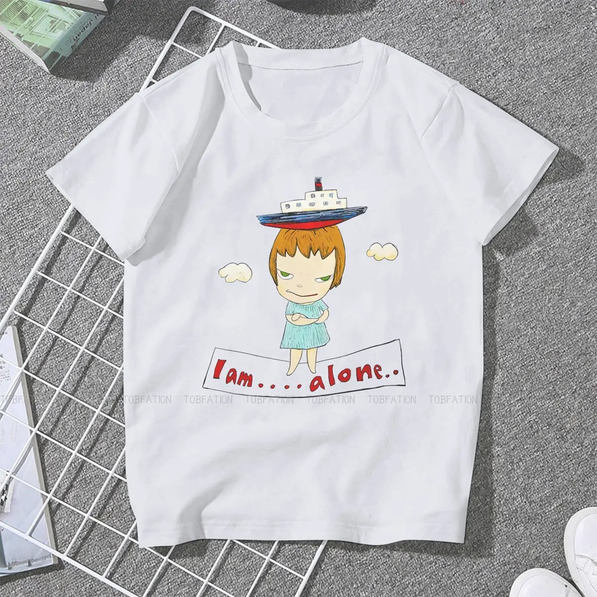 Cruise Ship Lam Alone Classic Women TShirt Yoshitomo Nara Art Girls Basic Tops Cotton Female T Shirt 5XL Funny Fashion Gift