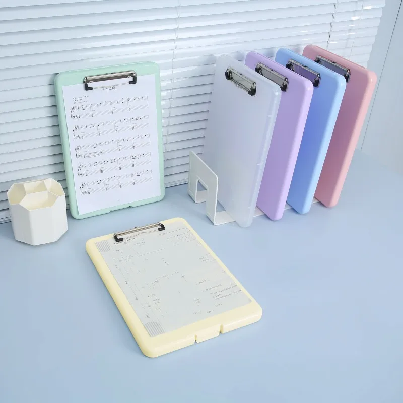 Caja de archivos A4 impermeable con ranura para bolígrafo y bloc de escritura - Caja de almacenamiento de papel multifuncional con soporte de plástico para placa de escritura
