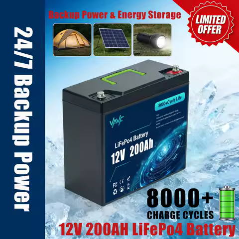 LiFePO4 12V 200Ah Battery Integrated🌷BMS, 8000+ Cycles,Designed for🛶Solar Storage, Campers, Boats &amp; Off-Grid Living Spaces