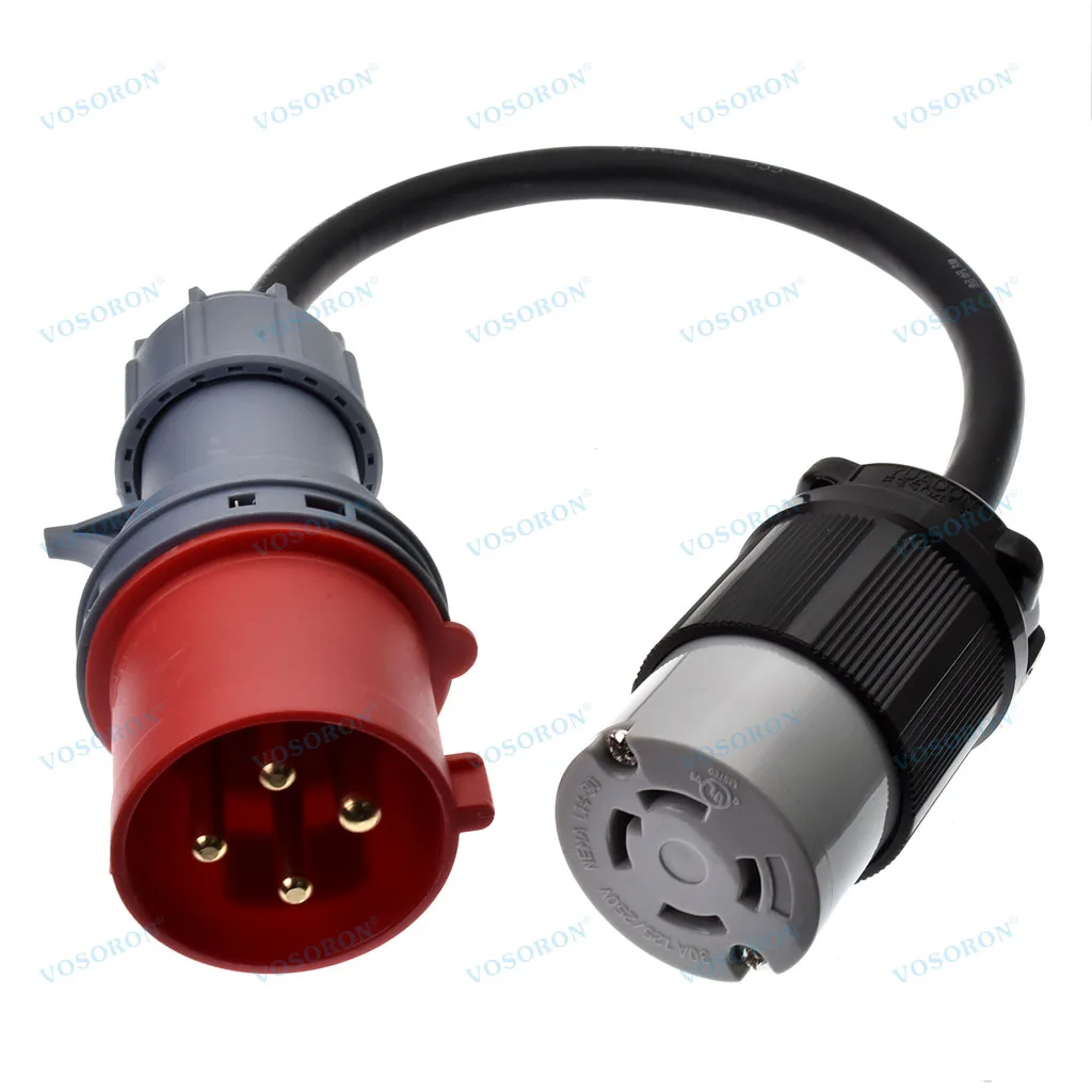 32A 2P+E+N CEE Plug to NEMA L14-30R Socket 4x6mm Power Extension Cable