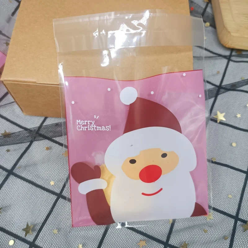 Christmas Gift Bags New Year Plastic Biscuit Packaging Bread Baking Bag Supplies Santa Claus Cookie Candy Party Decor Box