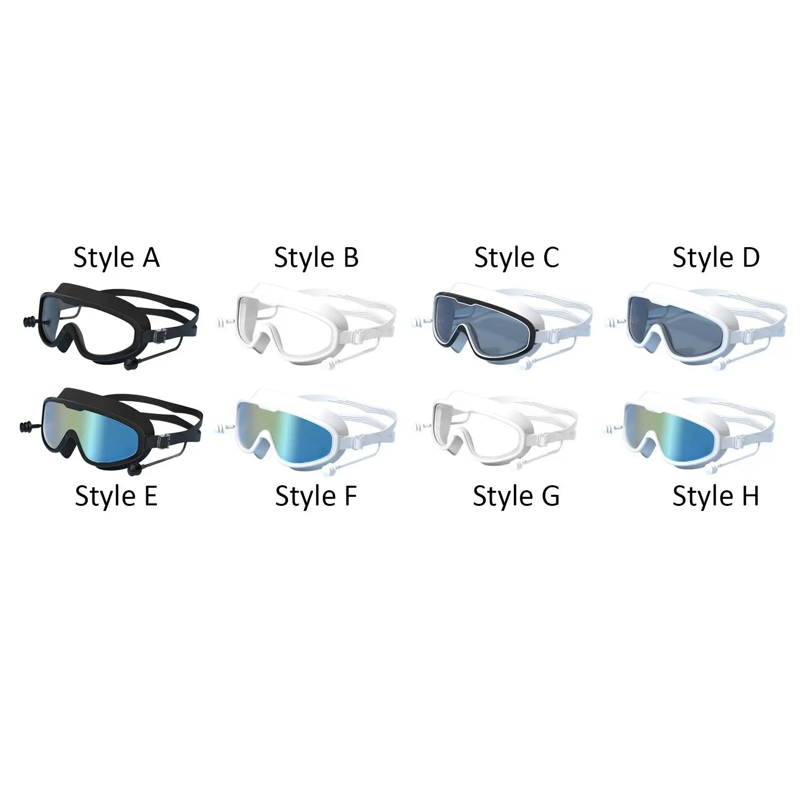 Swim Glasses Leakproof Adjustable Strap Swimming Goggles with Ear Plug