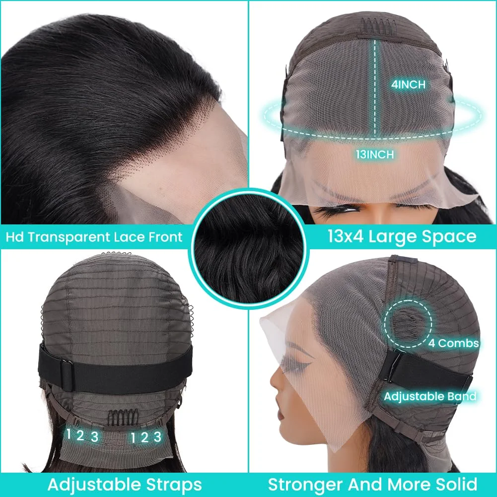 13x4 الجسم موجة الدانتيل الجبهة الباروكات شعر الإنسان قبل قطعها HD الدانتيل الشفاف شعر مستعار أمامي مع شعر الطفل
