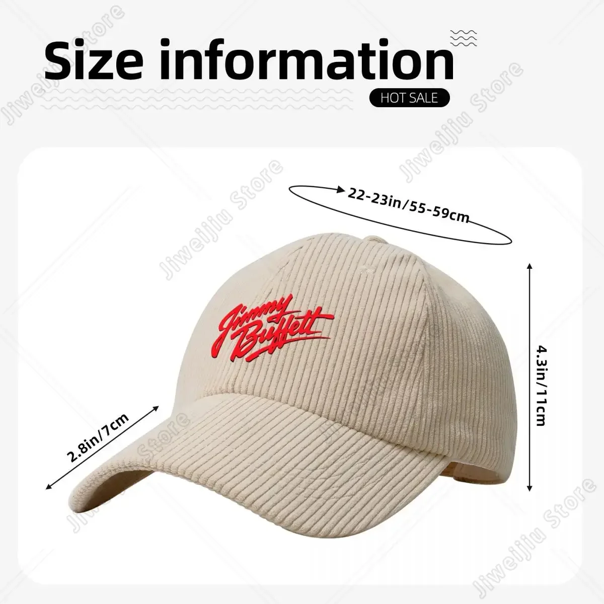 Jimmy Buffett Unisex Corduroy Baseball Cap image 4