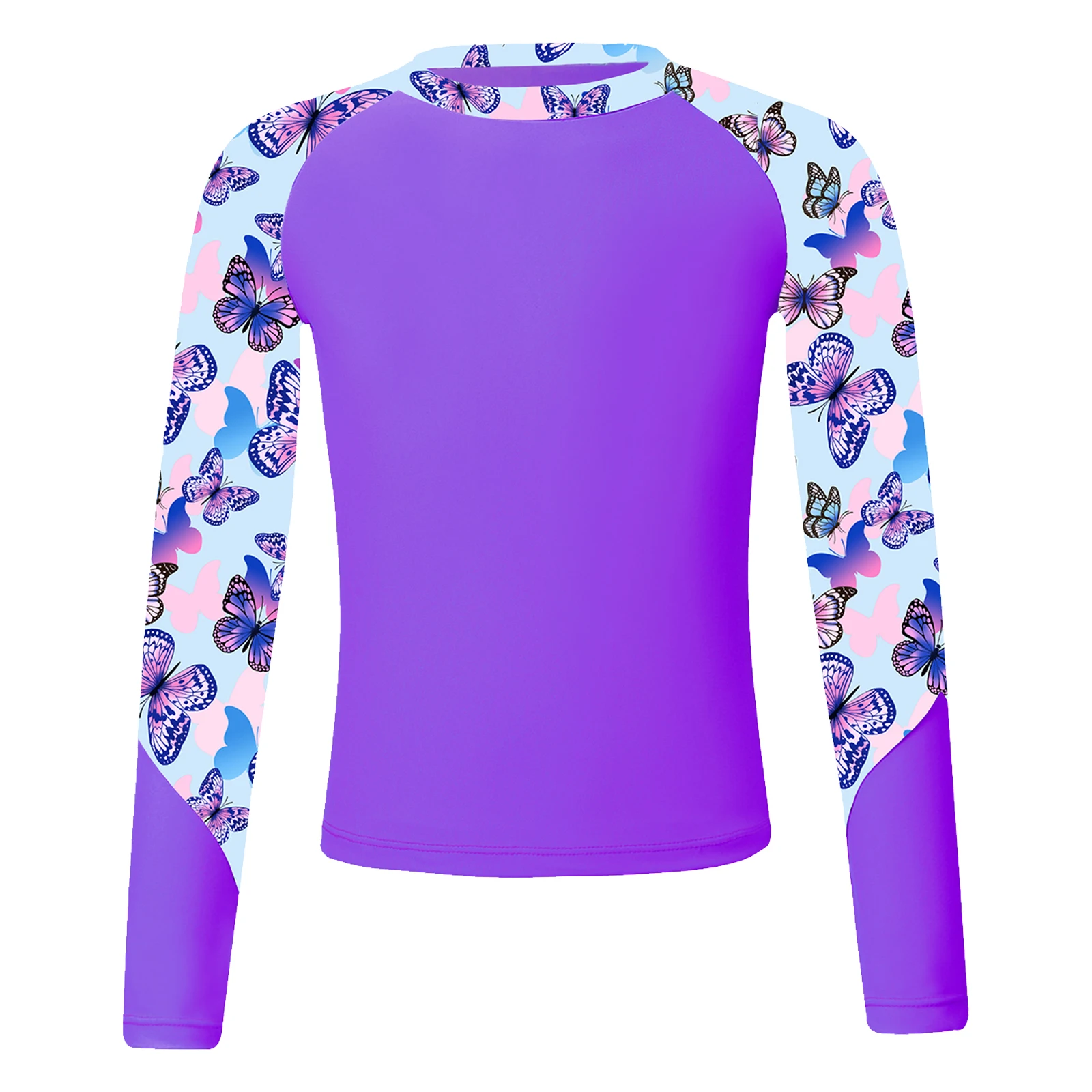 Summer Girls Swimsuit UPF50+ Rash Guard Top Children Pool Beach Bathing Swimwear Kids Surfing Long Sleeve Floral Print Swim Tops