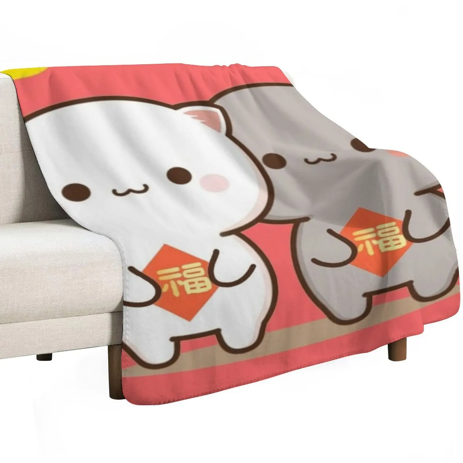 

Cute peach and Goma couple Throw Blanket blankets ands valentine gift ideas Soft Plaid Blankets