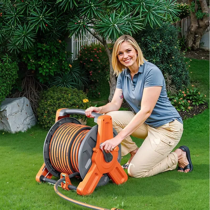 Heavy Duty Garden Hose Reel with Easy Wind Up Mechanism Optional 20m 30m 40m 50m Hose and 12 Plus Spray Gun Patterns for